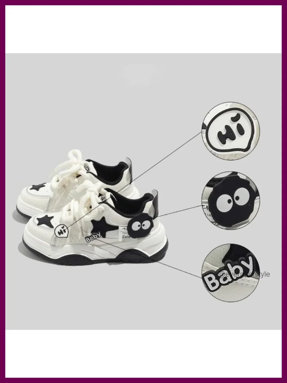 Chunky Sole Sneakers Women Y2K Star Toe Cap Anti-Slip Comfort Lace-Up
